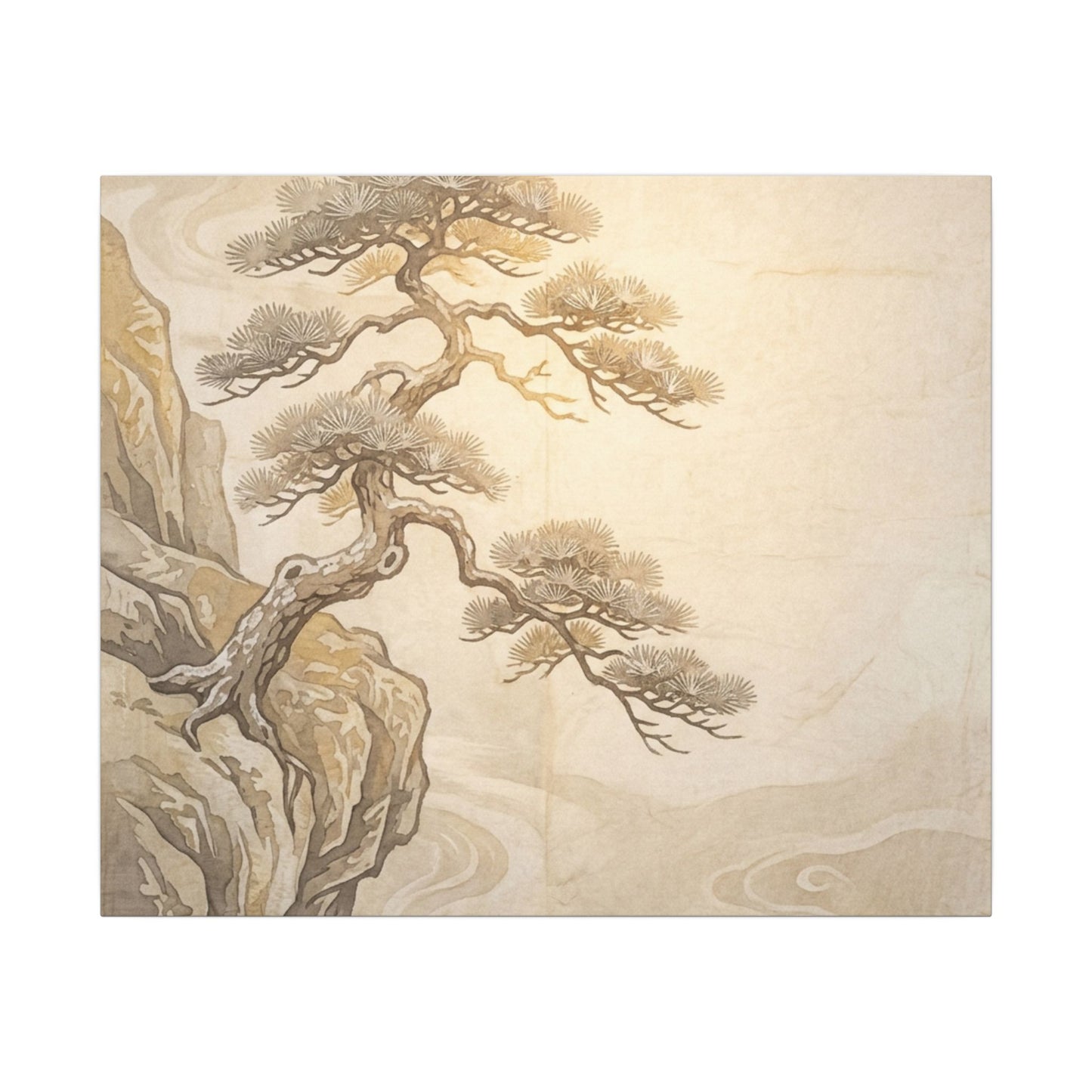 Winter Pine Tree Japanese Pattern Canvas Art | Elegant Decor