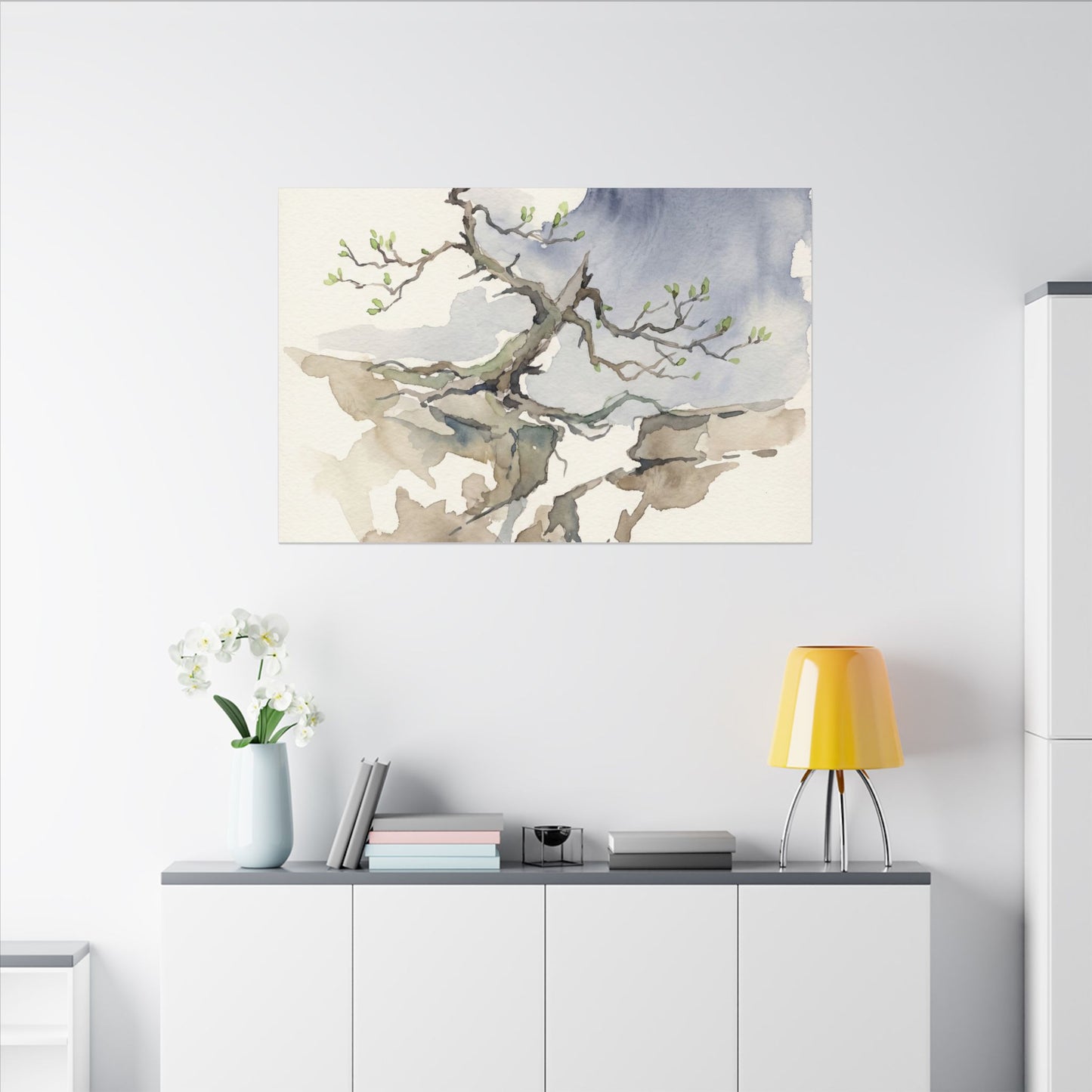 Moonlight Pine Tree Canvas Art - Japandi Ma