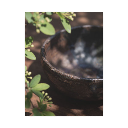 Ceramic Bowl Shadow Zen Canvas Art | Moody Dark Japandi Art