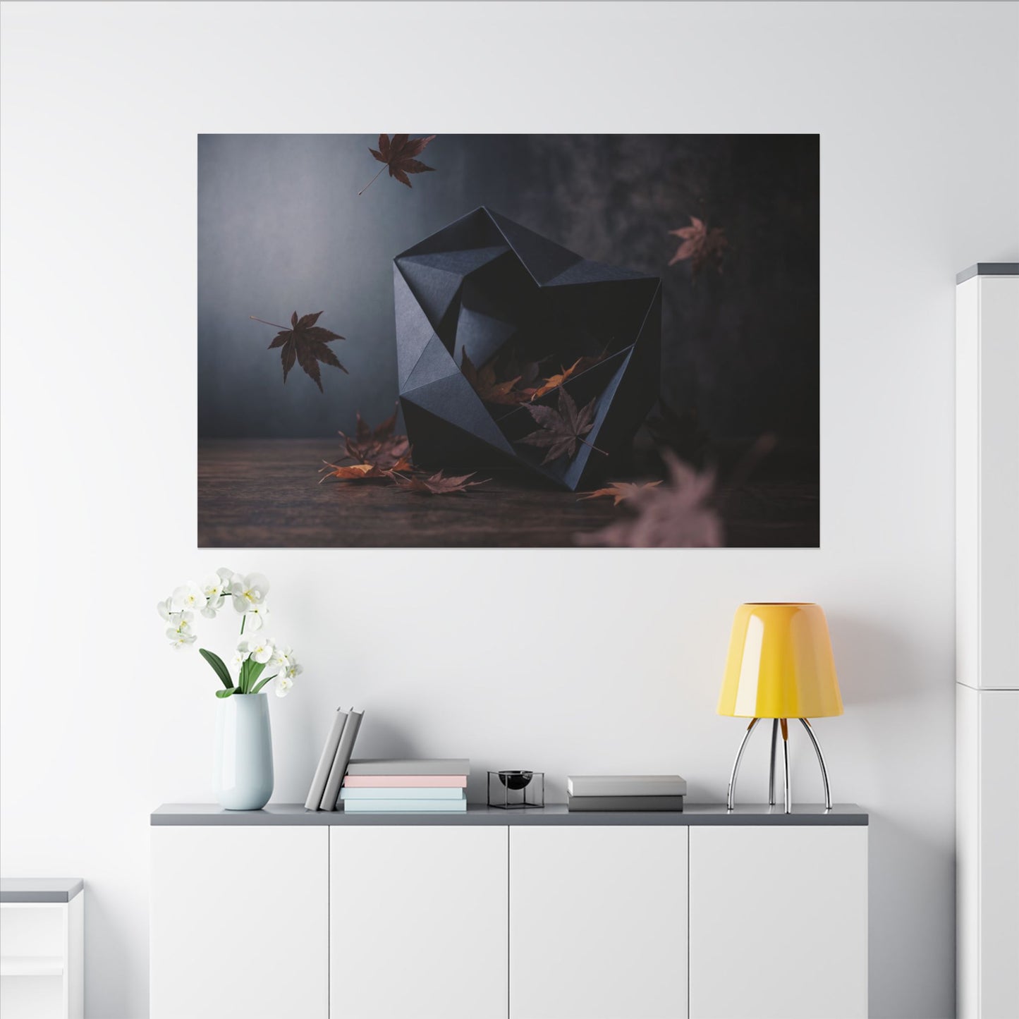 Dark Japandi Paper Fold in Dawn | Shadow Zen Canvas Art