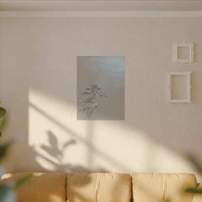 Pine Tree Minimal Line Canvas Art | Warm Japandi Art