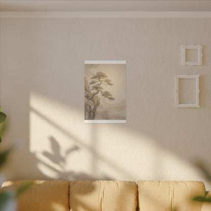 Winter Pine Tree Japanese Pattern Canvas Art | Elegant Decor