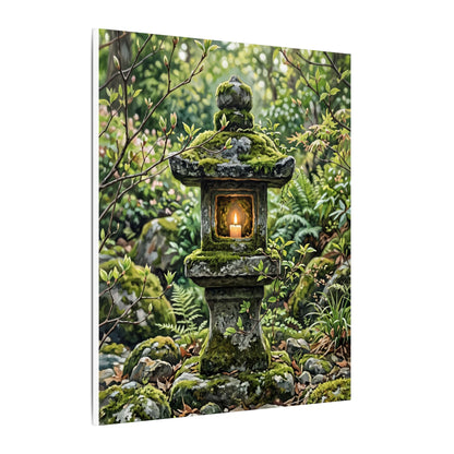 Neutral Stone Lantern Canvas Art - Japanese Pattern Japandi