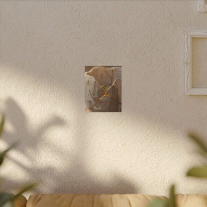 Golden Hour Broken Pottery Canvas Art - Japandi Kanso