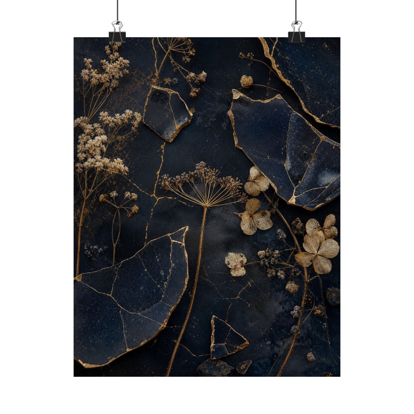 Dried Flowers Broken Beauty Wall Art Print | Healing Kintsugi Art
