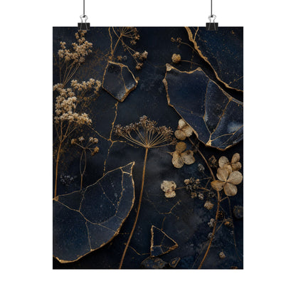 Dried Flowers Broken Beauty Wall Art Print | Healing Kintsugi Art