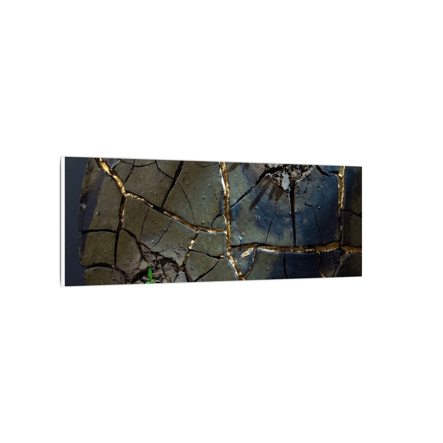 Dark Japandi Cracked Earth in Moonlight | Moody Minimal Canvas Art