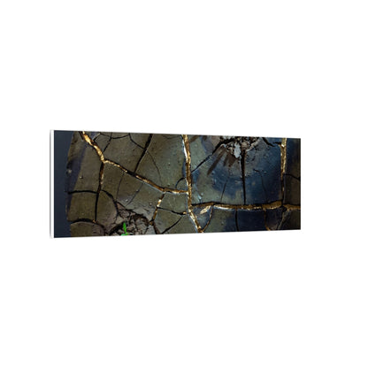 Dark Japandi Cracked Earth in Moonlight | Moody Minimal Canvas Art