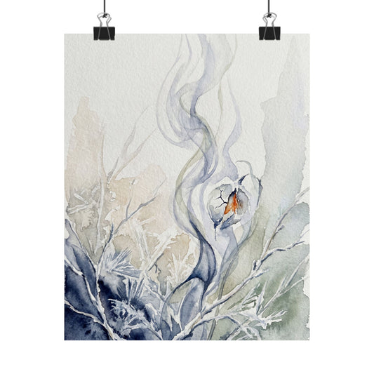 Incense Smoke Watercolor Wall Art Print | Elegant Japandi Art Art Print