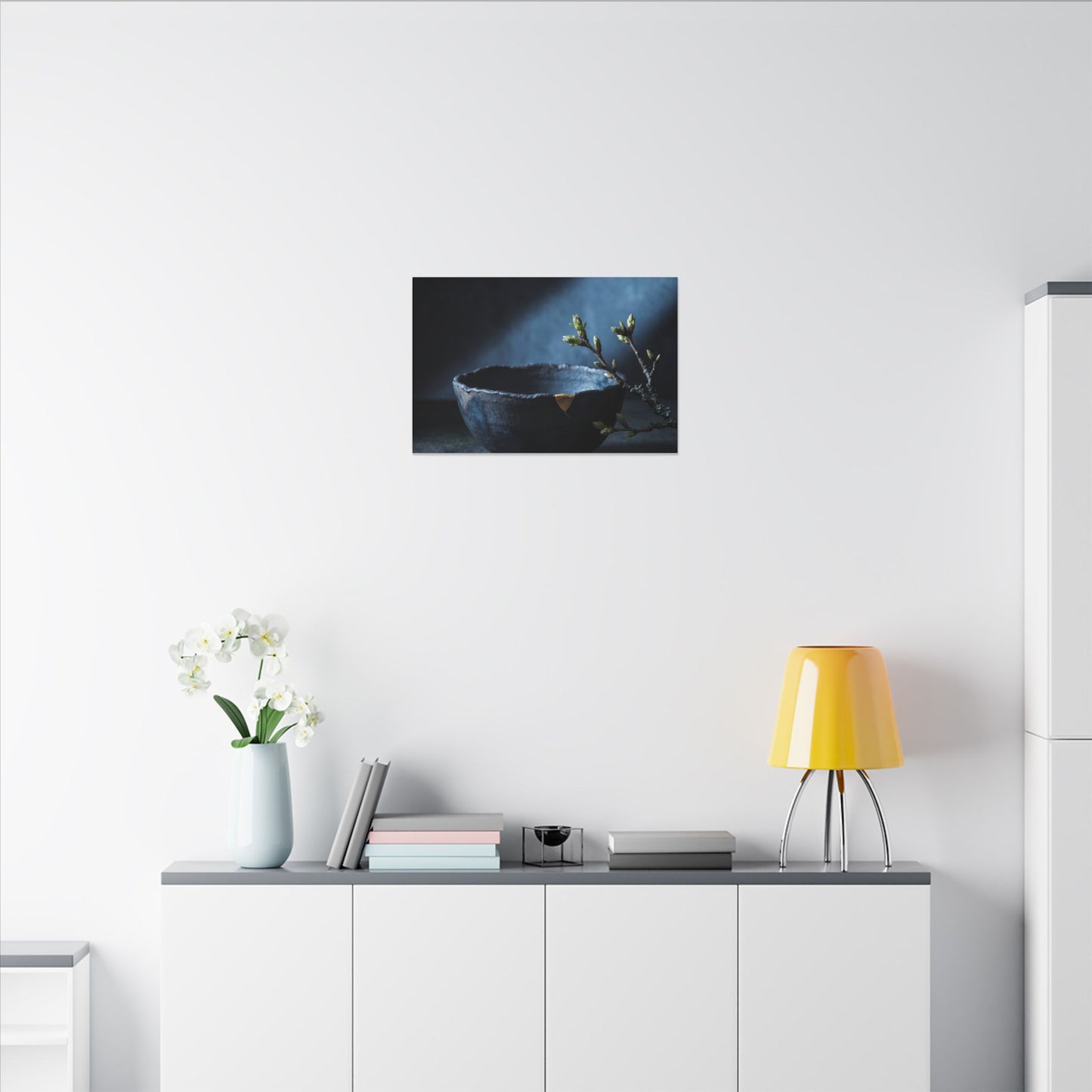 Sophisticated Ceramic Bowl Canvas Art - Shadow Zen Dark Japandi