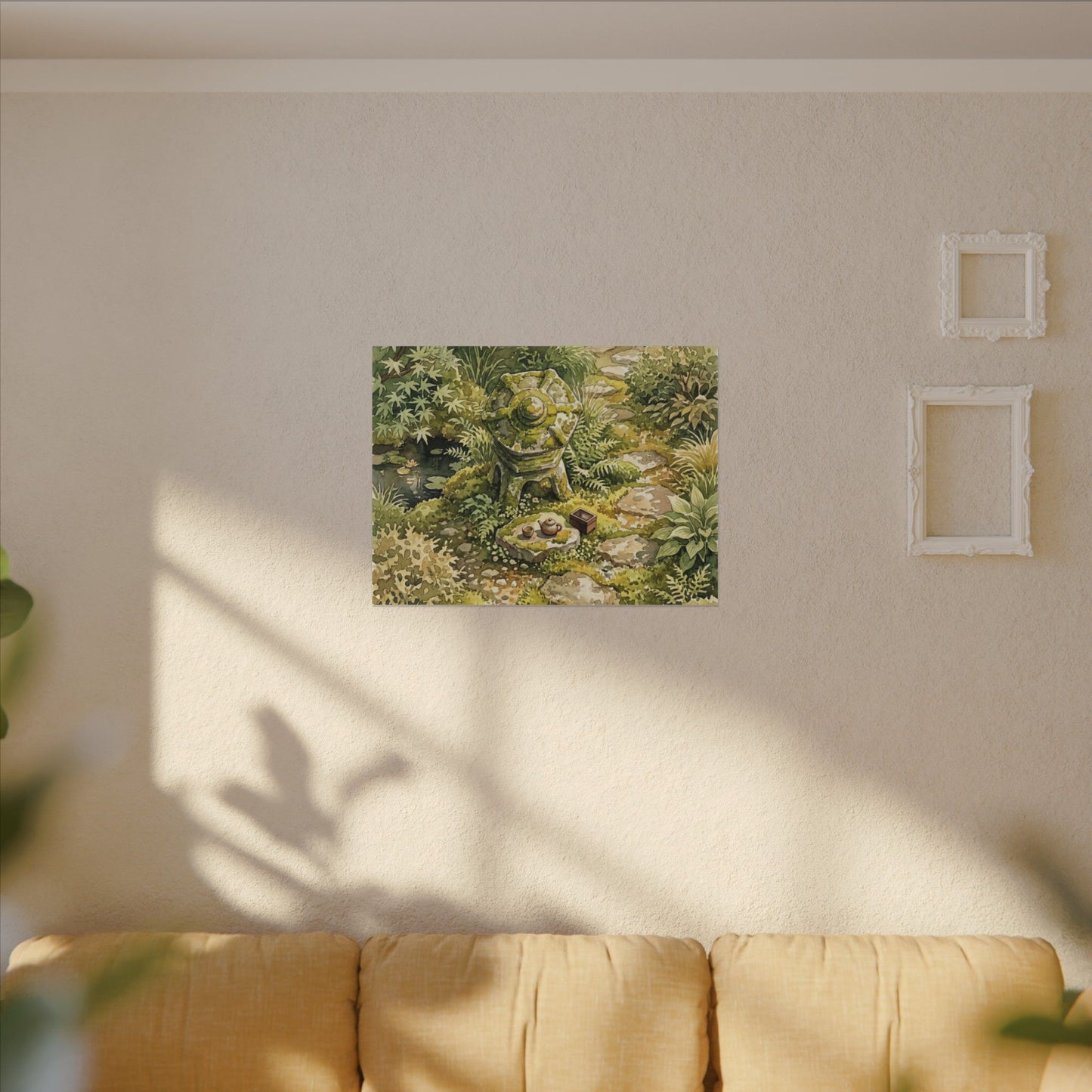 Datsuzoku Stone Lantern Canvas Art - Japandi Watercolor