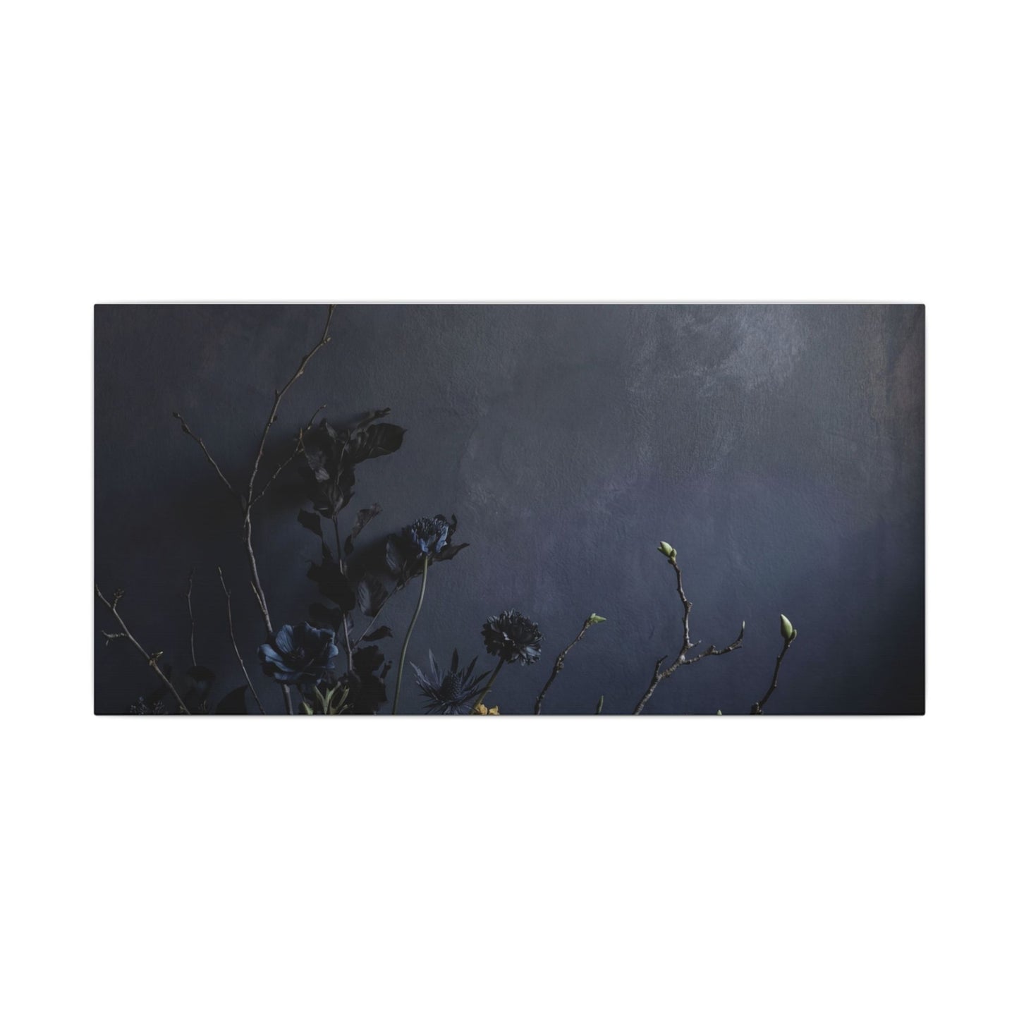 Dried Flowers Spring Canvas Art | Dark Japandi Moody Design