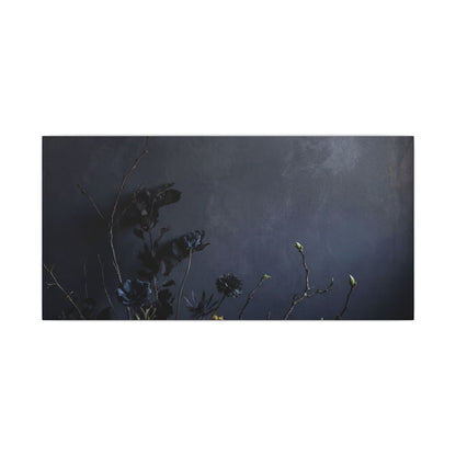 Dried Flowers Spring Canvas Art | Dark Japandi Moody Design