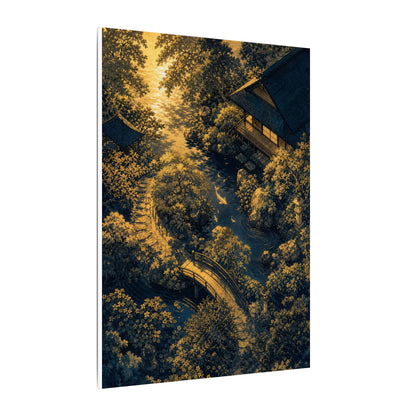 Contemplative Moonlit Garden Canvas Art - Ukiyo E Inspired Zen