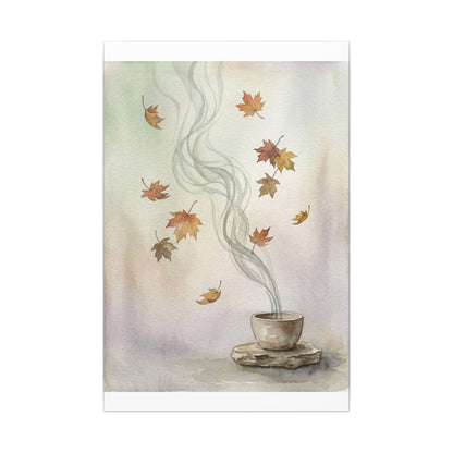 Incense Smoke Canvas Art | Autumn Japandi Watercolor Art
