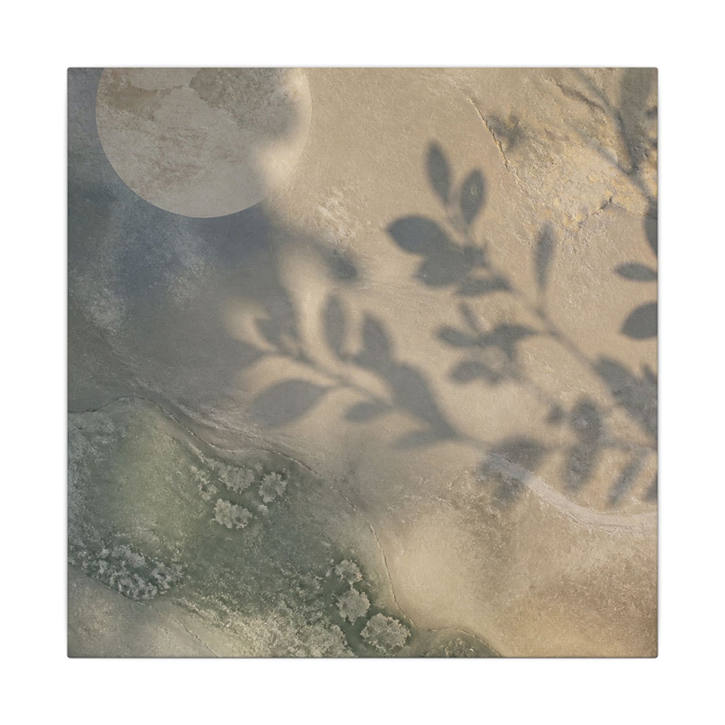Japandi Shadow Play in Moonlight | Texture Canvas Art