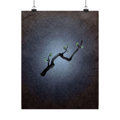 Moonlight Ink Brushstroke Wall Art Print - Dark Japandi Ma Art Print