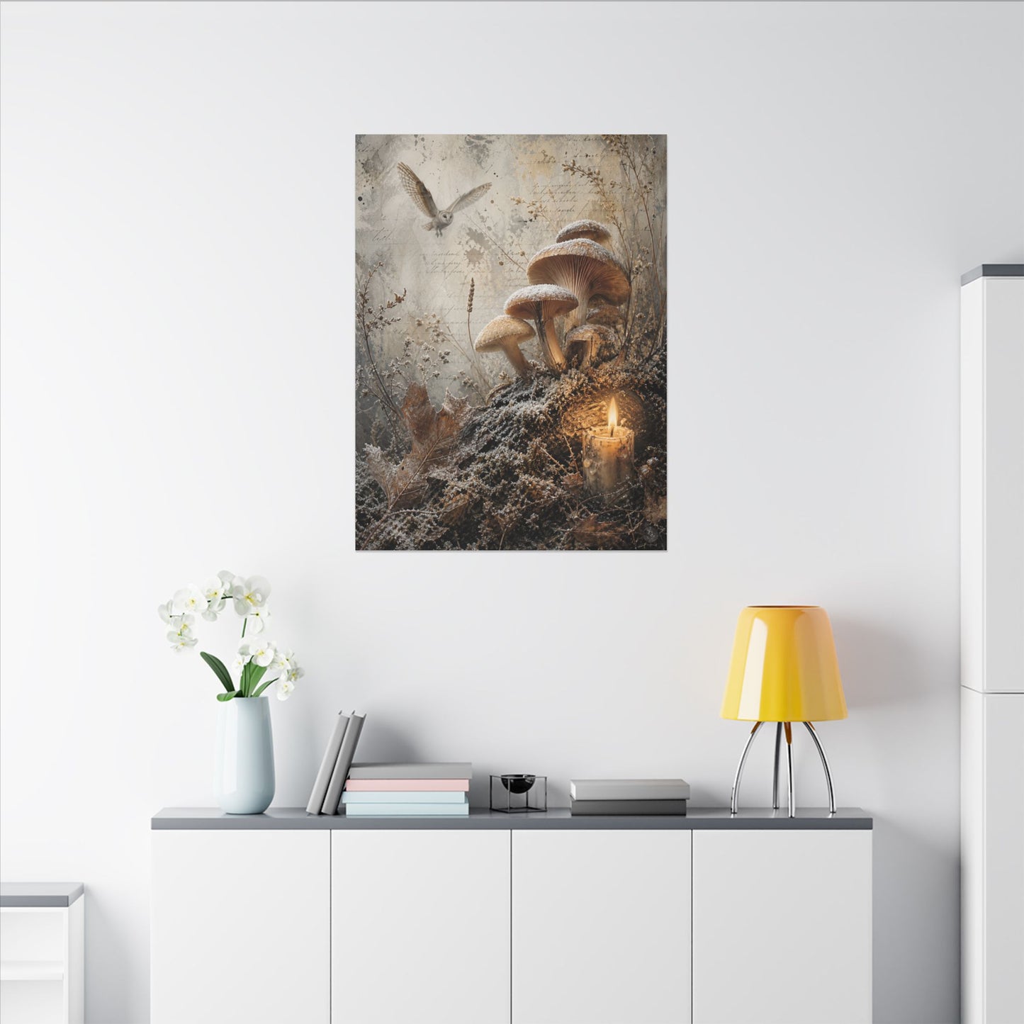 Wild Mushrooms Texture Canvas Art | Elegant Japandi Art