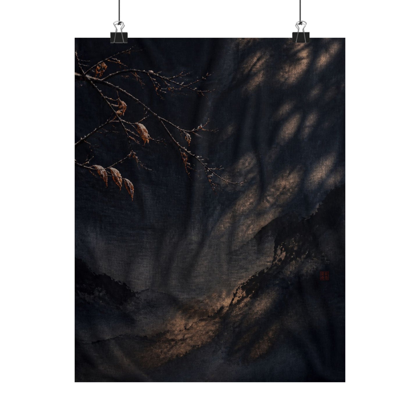 Winter Silk Drape Charcoal Ink Wall Art Print | Sophisticated Decor