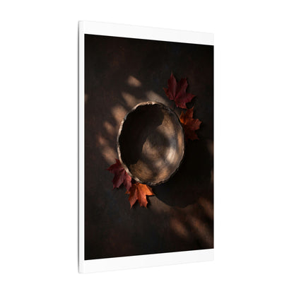 Ceramic Bowl Canvas Art | Autumn Dark Japandi Dark Texture Art