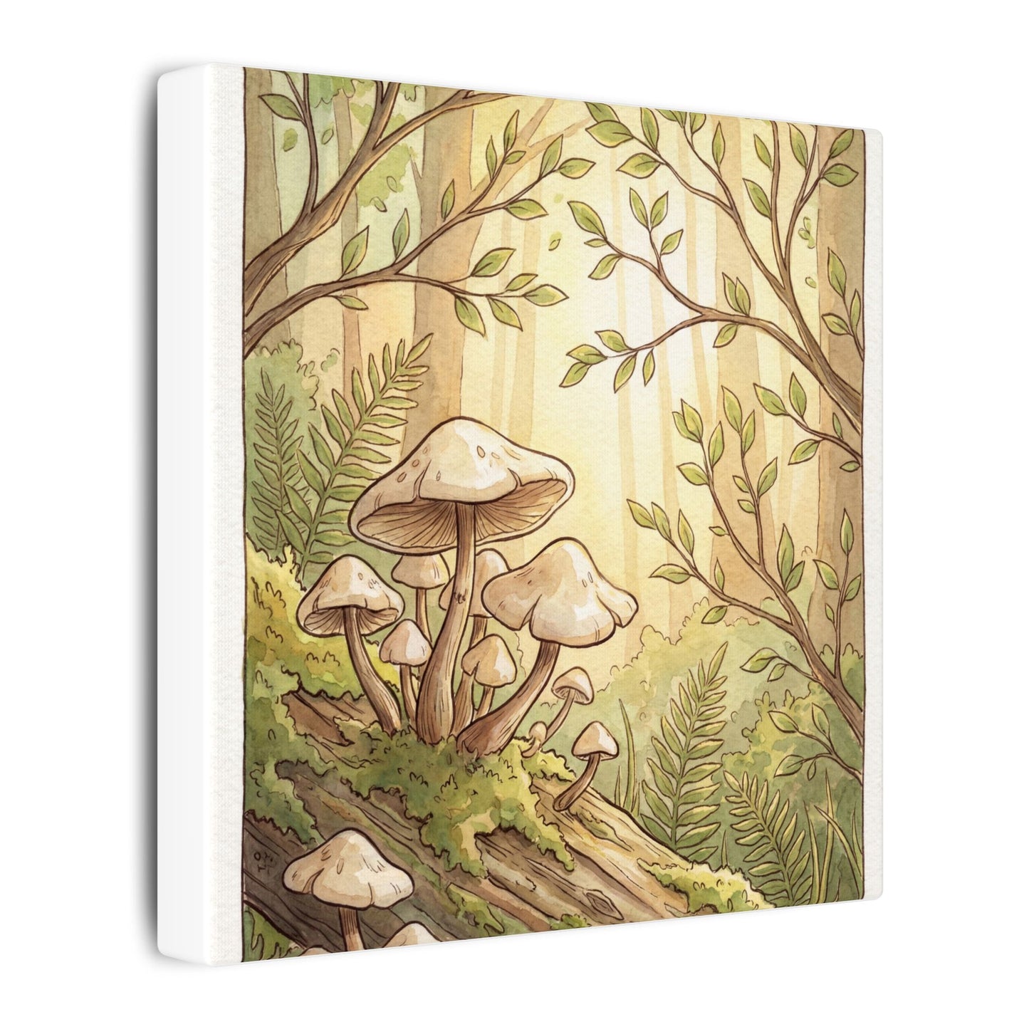 Spring Wild Mushrooms Mushroom Illustration Canvas Art | Cozy Decor