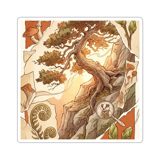 Golden Hour Pine Tree Sticker - Cottagecore Datsuzoku