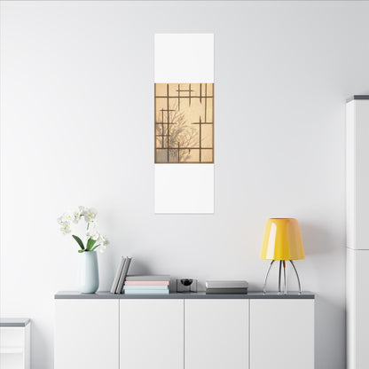 Shoji Screen Canvas Art | Winter Japandi Minimal Line Art