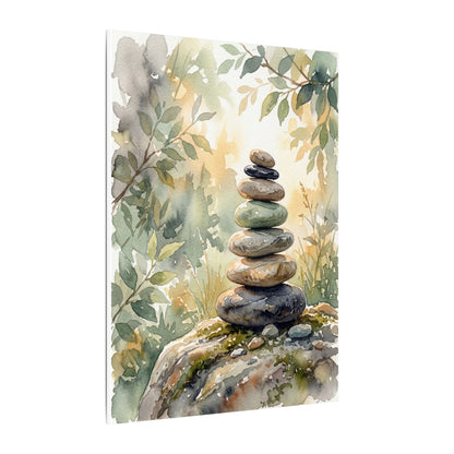 Golden Hour River Stones Canvas Art - Japandi Mono No Aware