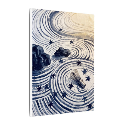 Zen Rock Garden in Golden Hour | Sumi E Canvas Art