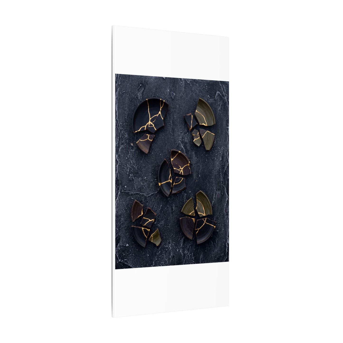Broken Pottery Canvas Art | Winter Dark Japandi Shadow Zen Art