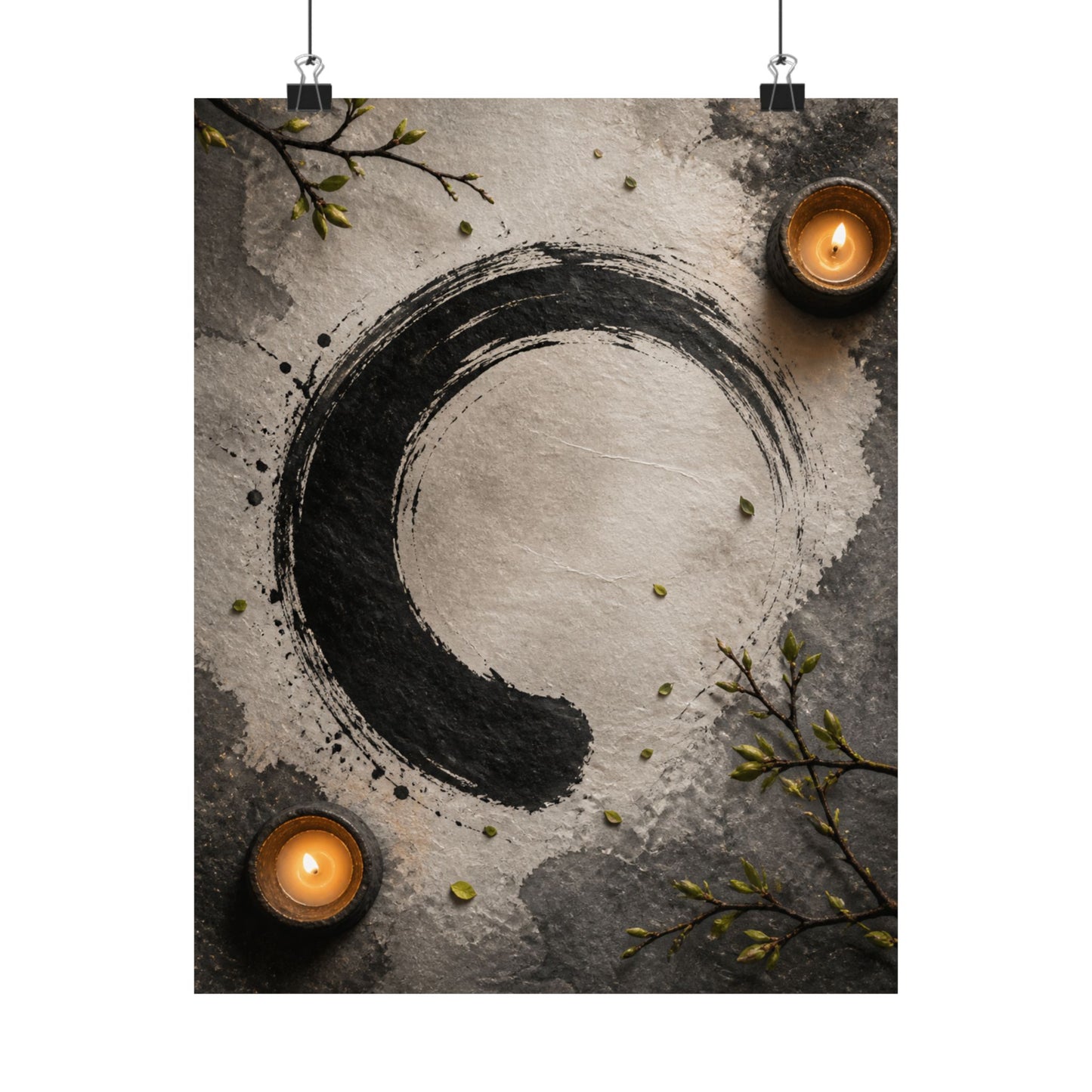 Peaceful Ink Brushstroke Wall Art Print - Enso Zen