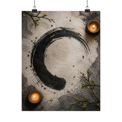 Peaceful Ink Brushstroke Wall Art Print - Enso Zen