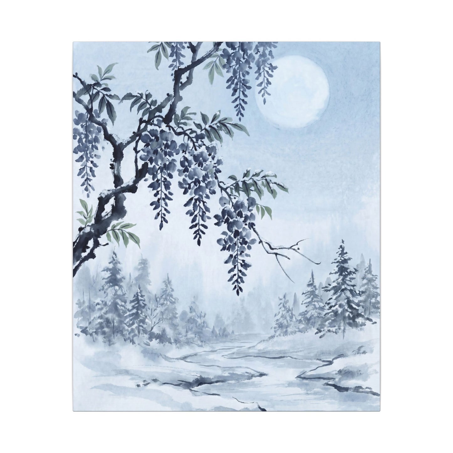 Seijaku Wisteria Canvas Art - Zen Sumi E