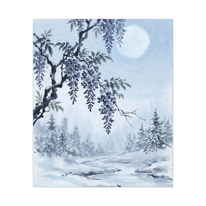 Seijaku Wisteria Canvas Art - Zen Sumi E