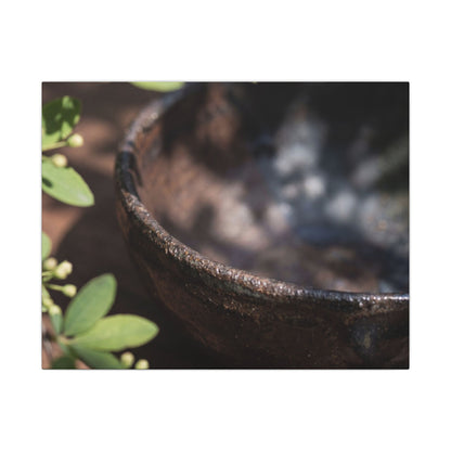Ceramic Bowl Shadow Zen Canvas Art | Moody Dark Japandi Art
