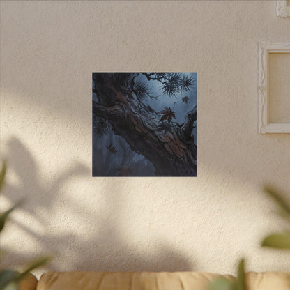 Atmospheric Pine Tree Canvas Art - Shadow Zen Dark Japandi