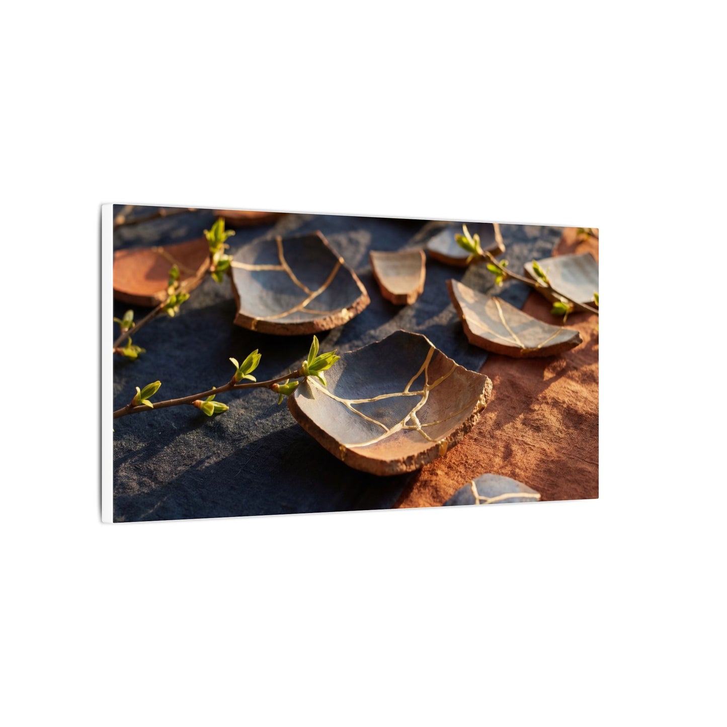 Spring Broken Pottery Gold Vein Canvas Art | Philosophical Decor