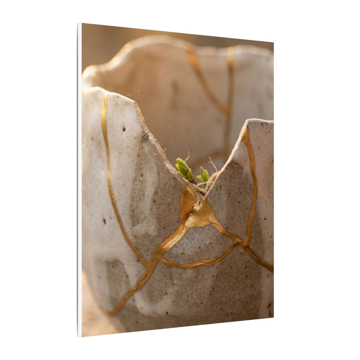 Golden Hour Broken Pottery Canvas Art - Japandi Kanso