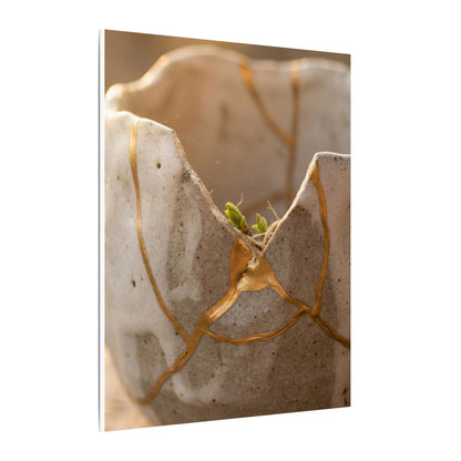 Golden Hour Broken Pottery Canvas Art - Japandi Kanso