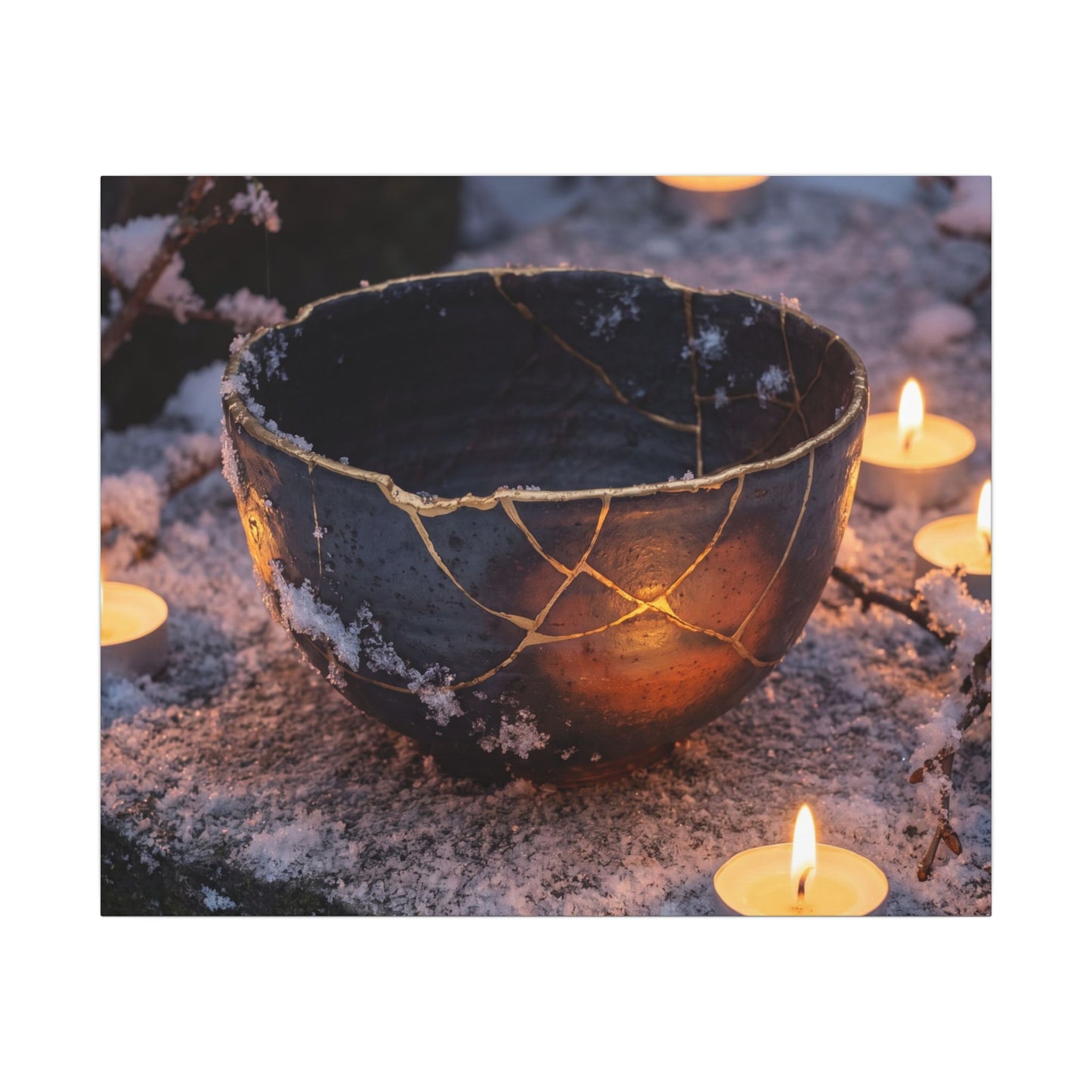 Ceramic Bowl Gold Repair Canvas Art | Beautiful Kintsugi Art