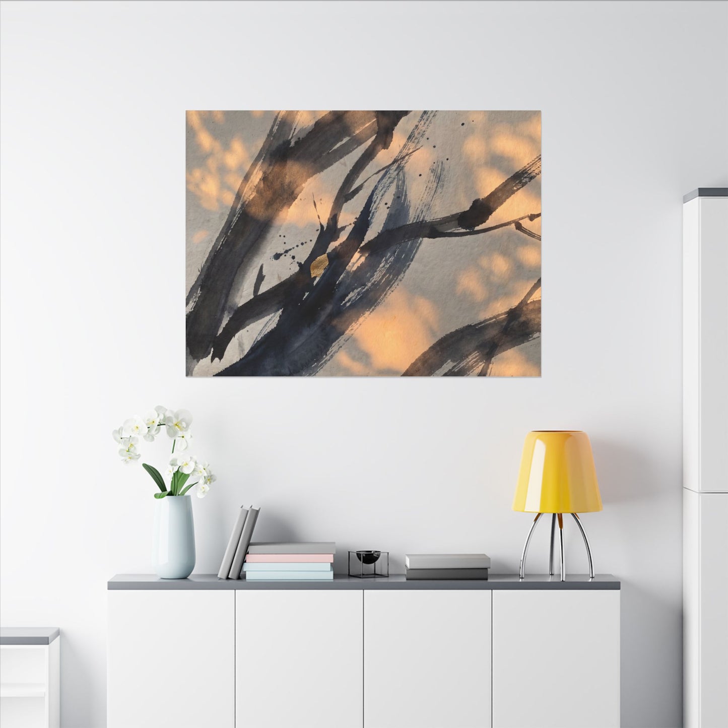 Datsuzoku Ink Brushstroke Canvas Art - Dark Japandi Shadow Zen