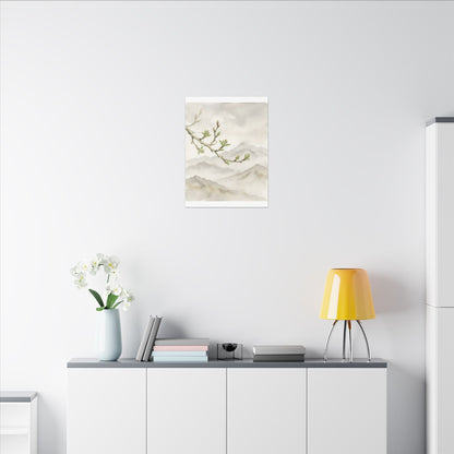 Spring Mountain Mist Watercolor Canvas Art | Cozy Decor