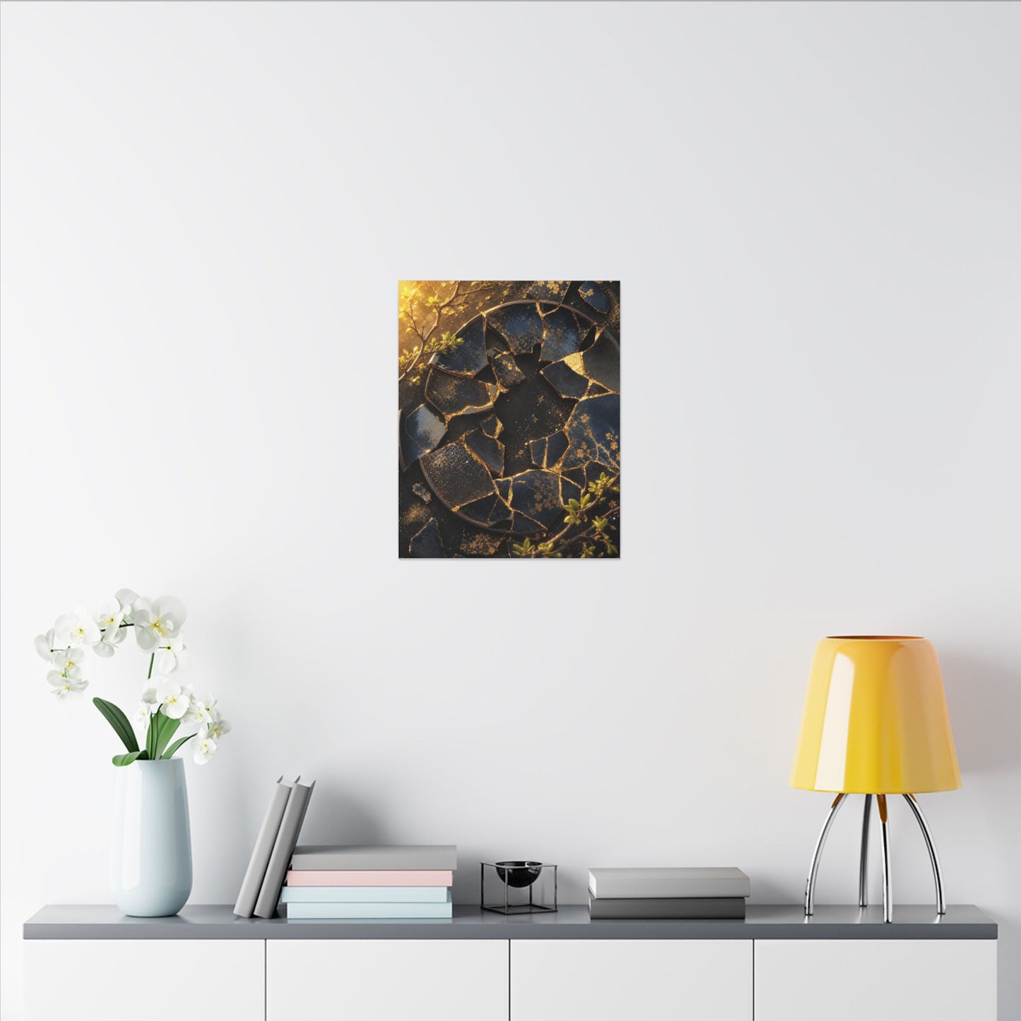 Golden Hour Broken Pottery Canvas Art - Kintsugi Ma