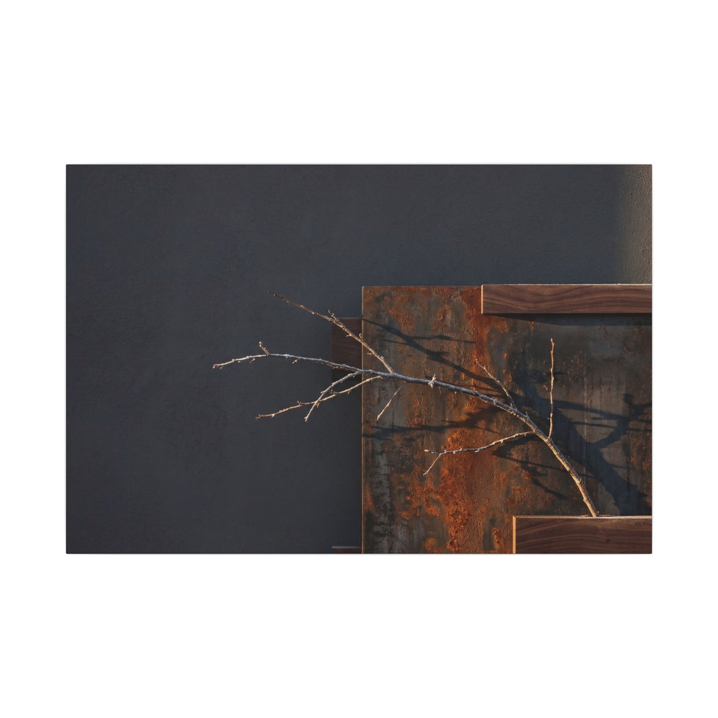 Ma Rust Patina Canvas Art - Dark Japandi Dark Texture Art Print