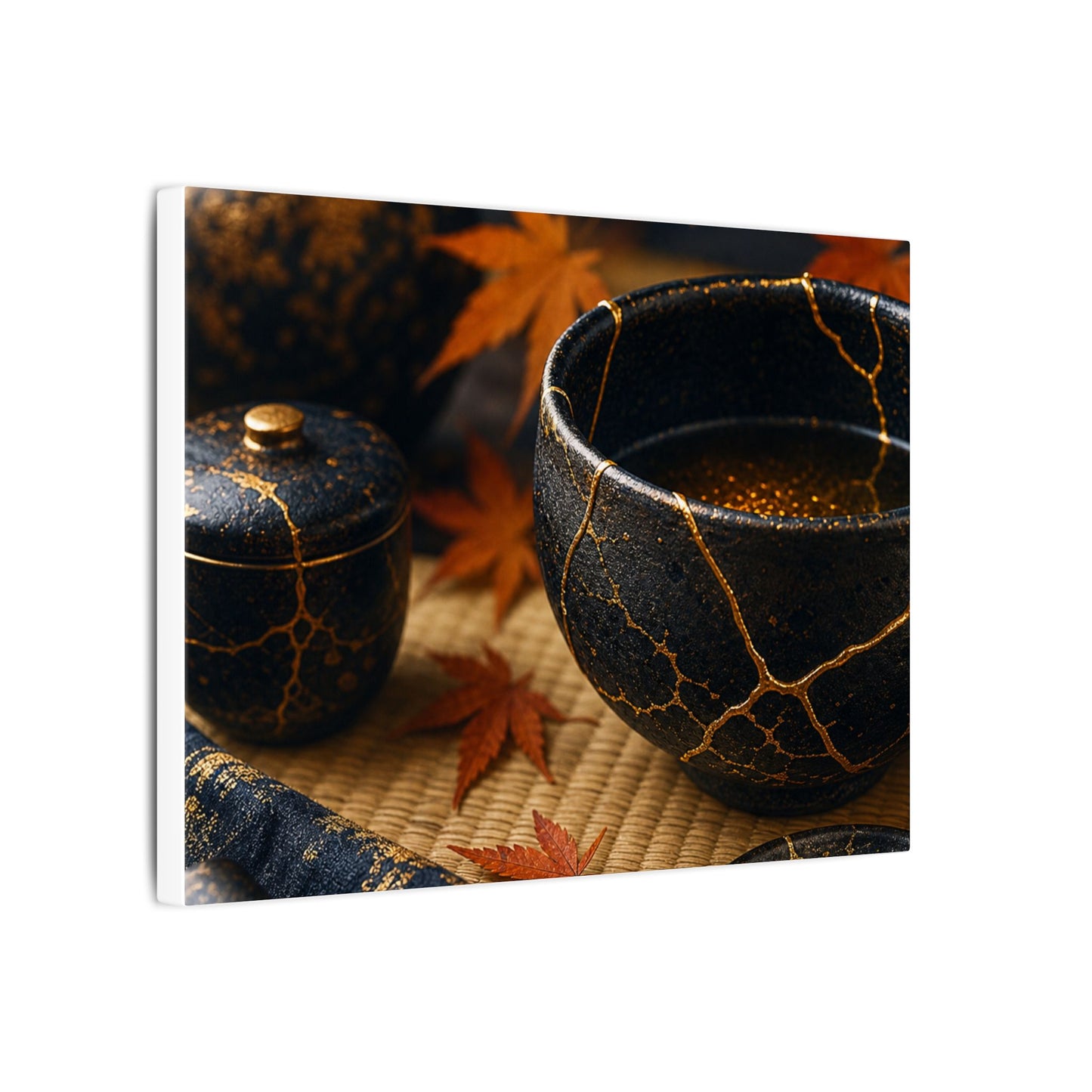 Seijaku Tea Ceremony Canvas Art - Kintsugi Gold Repair