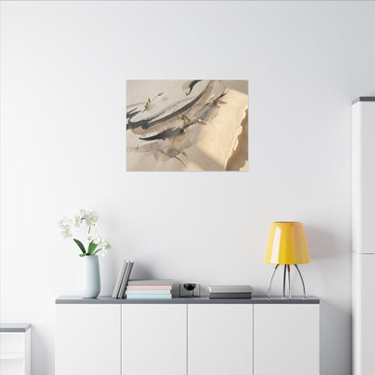 Ink Brushstroke Watercolor Canvas Art | Neutral Japandi Art