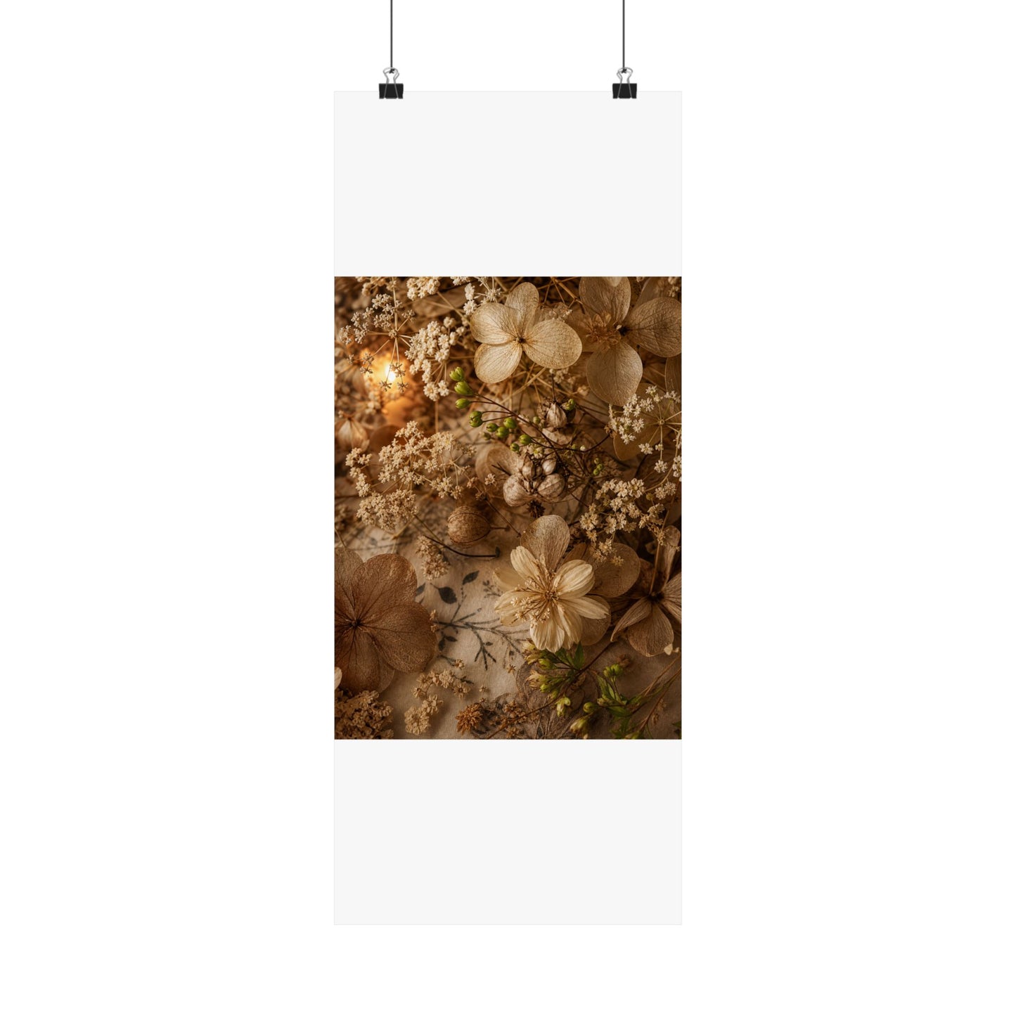 Candlelight Dried Flowers Wall Art Print - Japandi Fukinsei