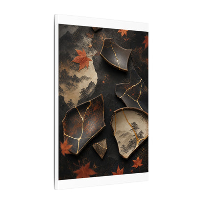 Broken Pottery Gold Vein Canvas Art | Philosophical Kintsugi Art