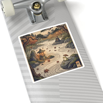 Rock Garden Sticker | Autumn Zen Ukiyo E Inspired Art Art Print