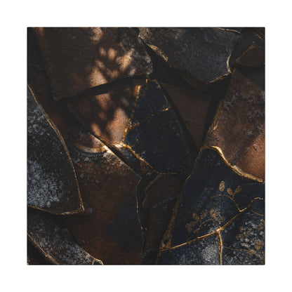Fukinsei Broken Pottery Canvas Art - Dark Japandi Dark Texture